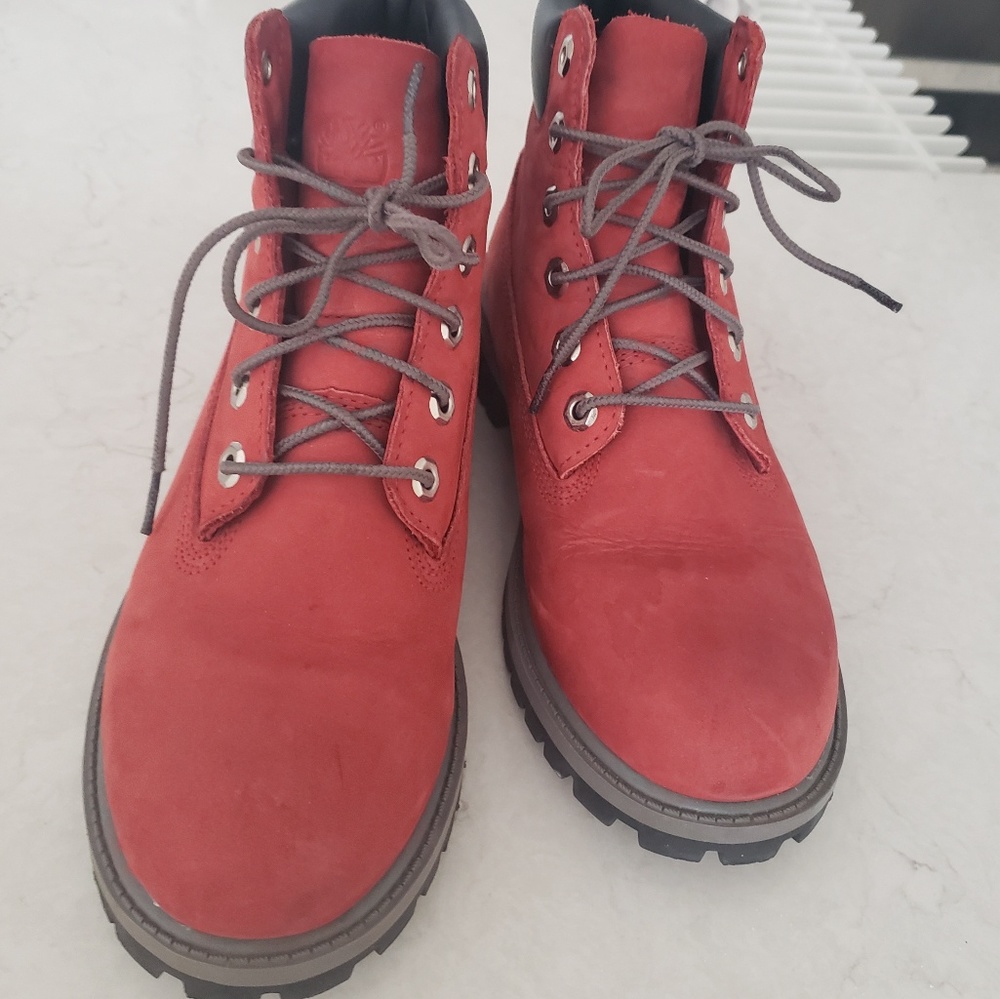 Timberland Red Leather Boot W Size 7 M Size 5